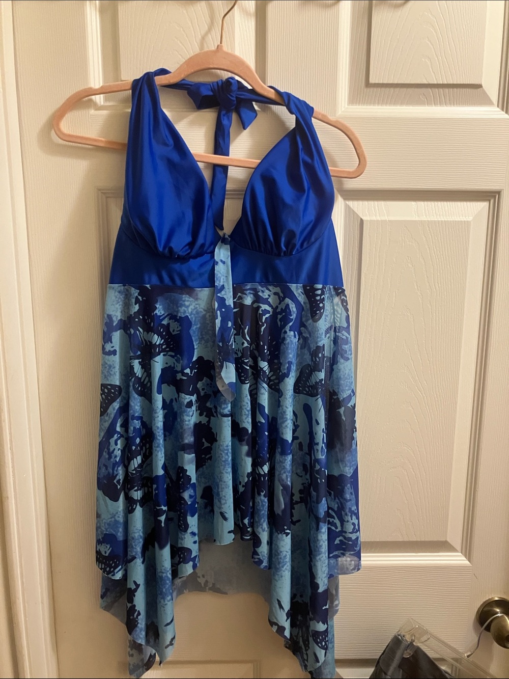 Blue Halter Tankini top - Womens 3Xl